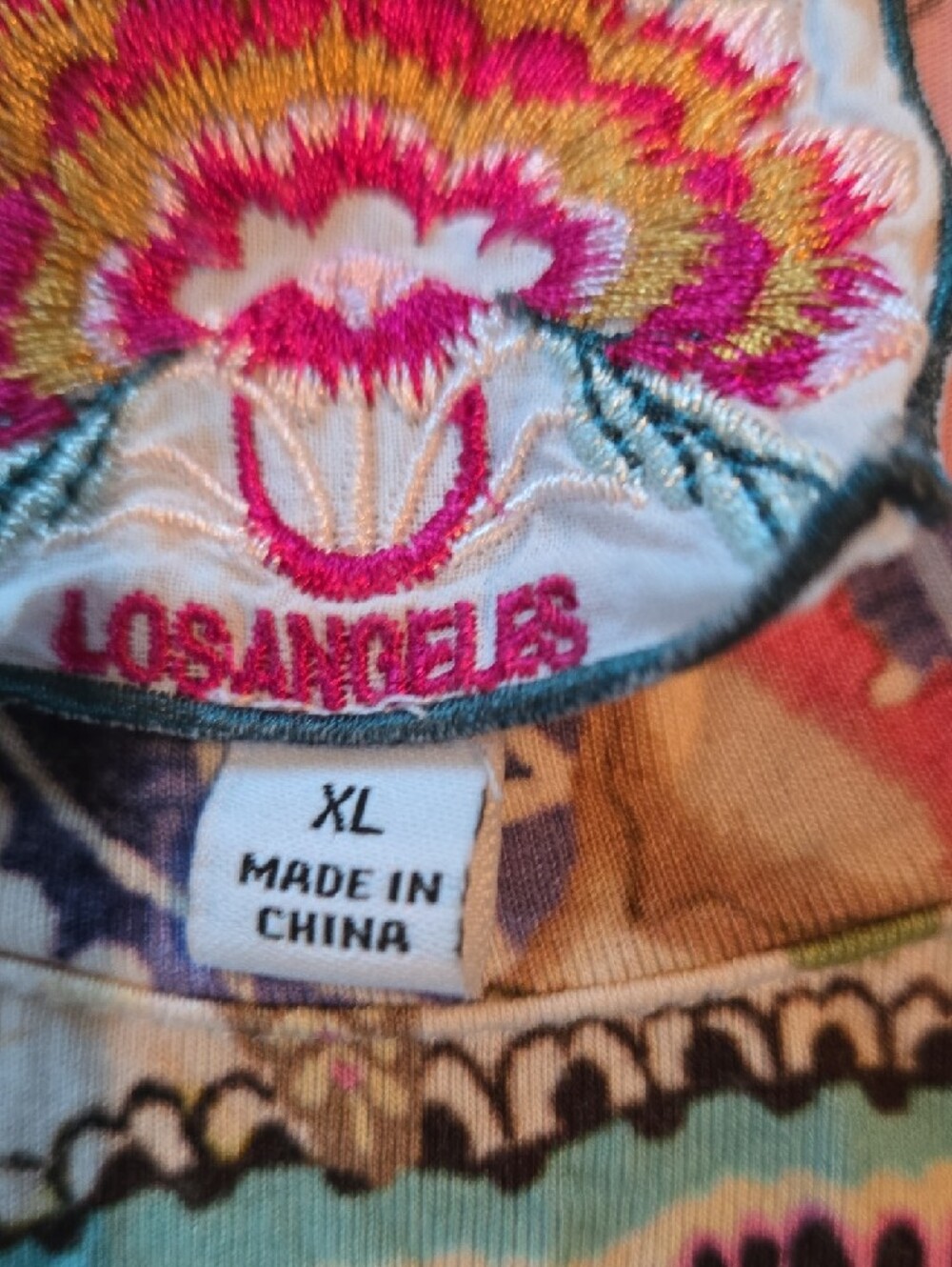 Johnny Was Pink Multicolor Paisley Floral Short Sleeve Top - Picture 2 of 4